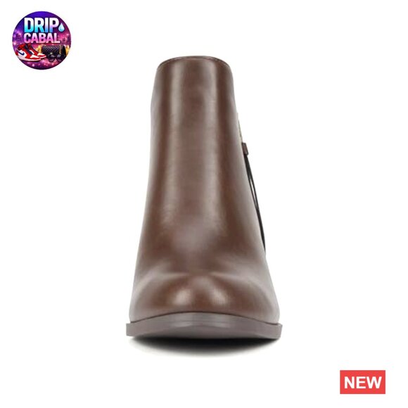 Tassel Zip Chunky Heel Bootie with Imitation Suede - Picture 4 of 6